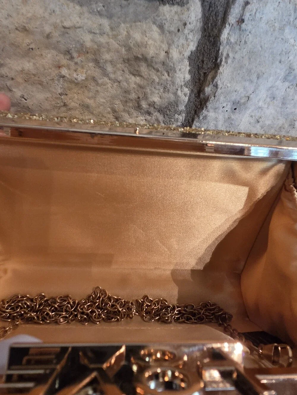 Gold Glitter LOVE Evening Clutch Bag Sparkly Bridal Purse Wedding Prom Handbag